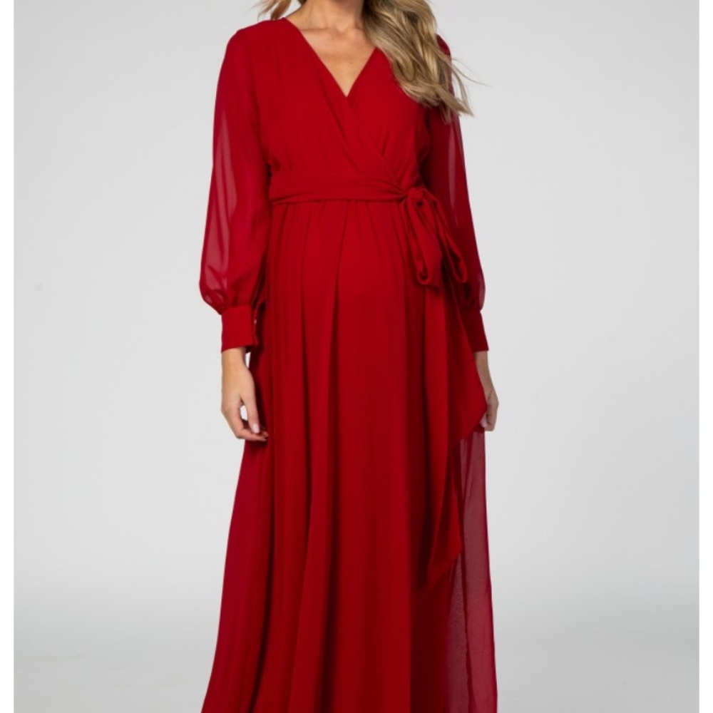Pink lush long sleeve maternity dress